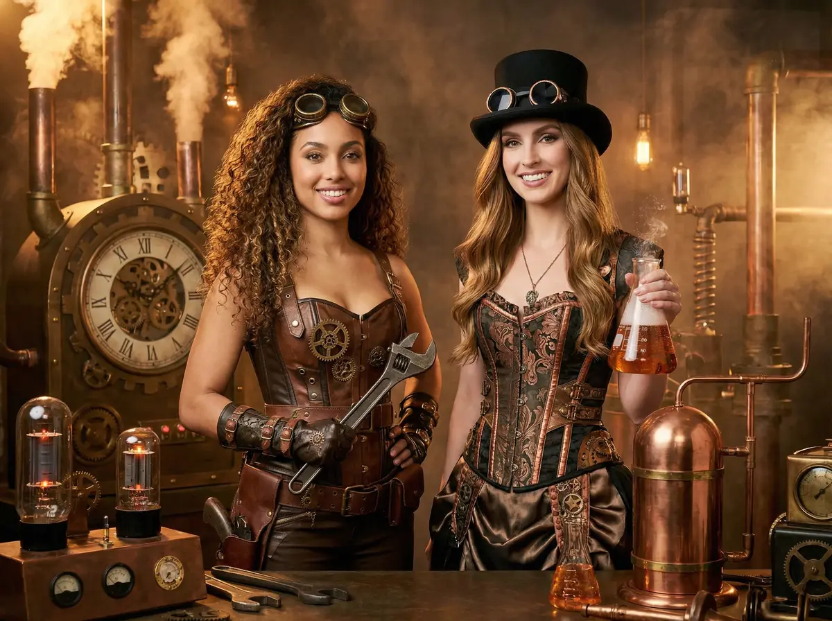 Steampunk Workshop AI photo booth theme